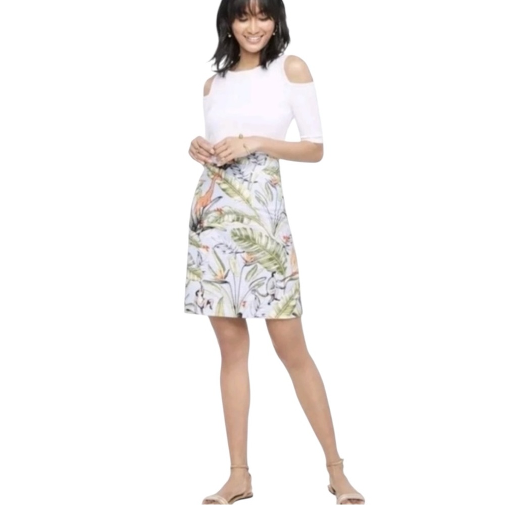 ANN TAYLOR Tropical Print Monkey & Giraffe Skirt in Blue/Green Size 2 — SWEET! - Picture 3 of 11